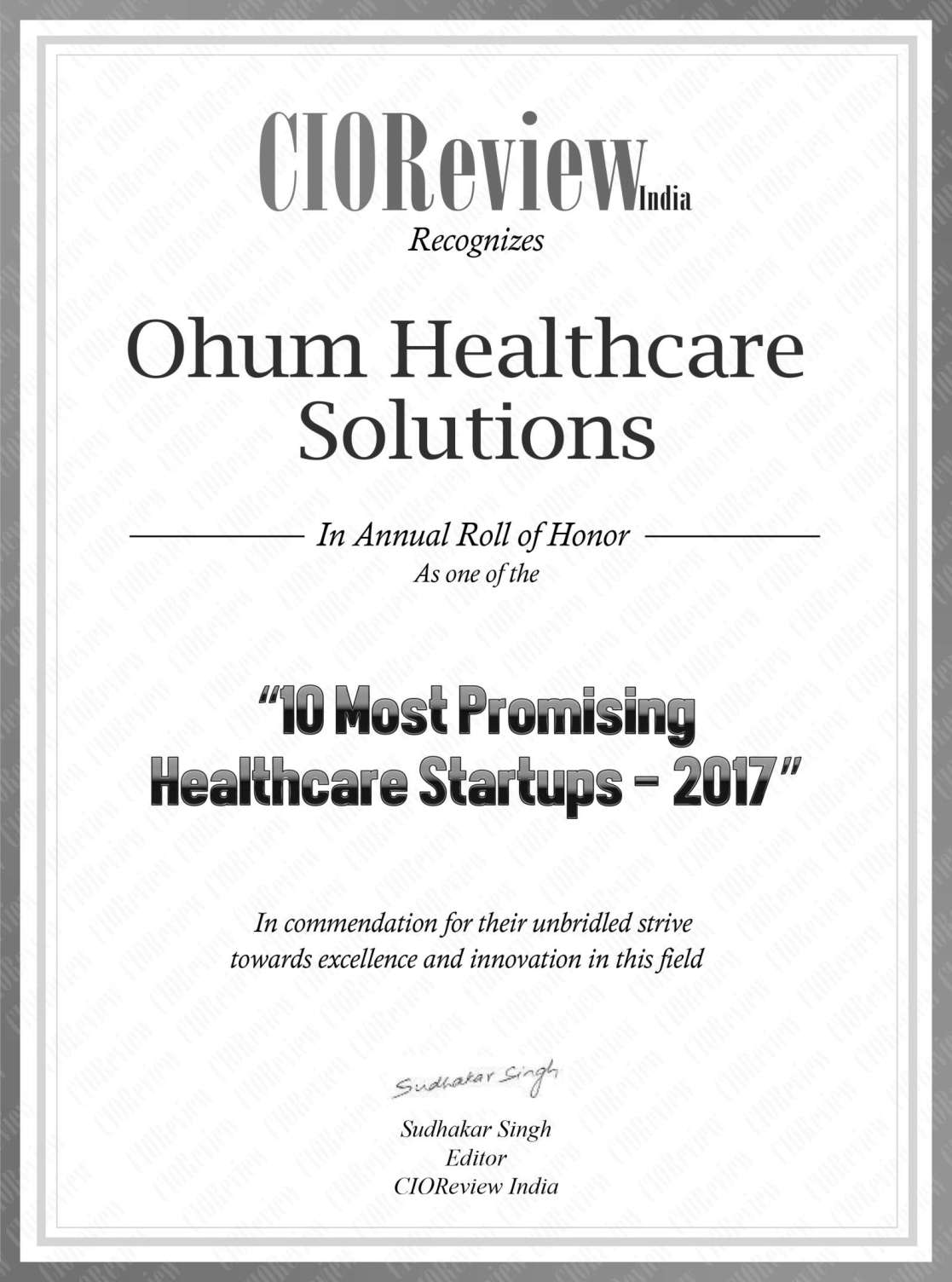 CIOReview-Certificate